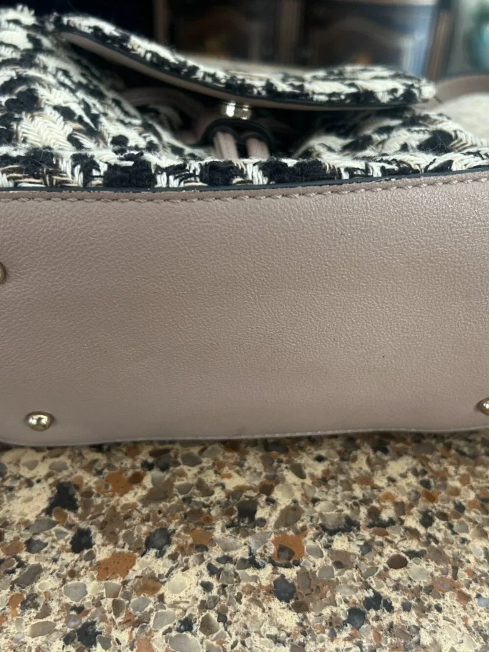 Ladies Black and White Checkered Backpack